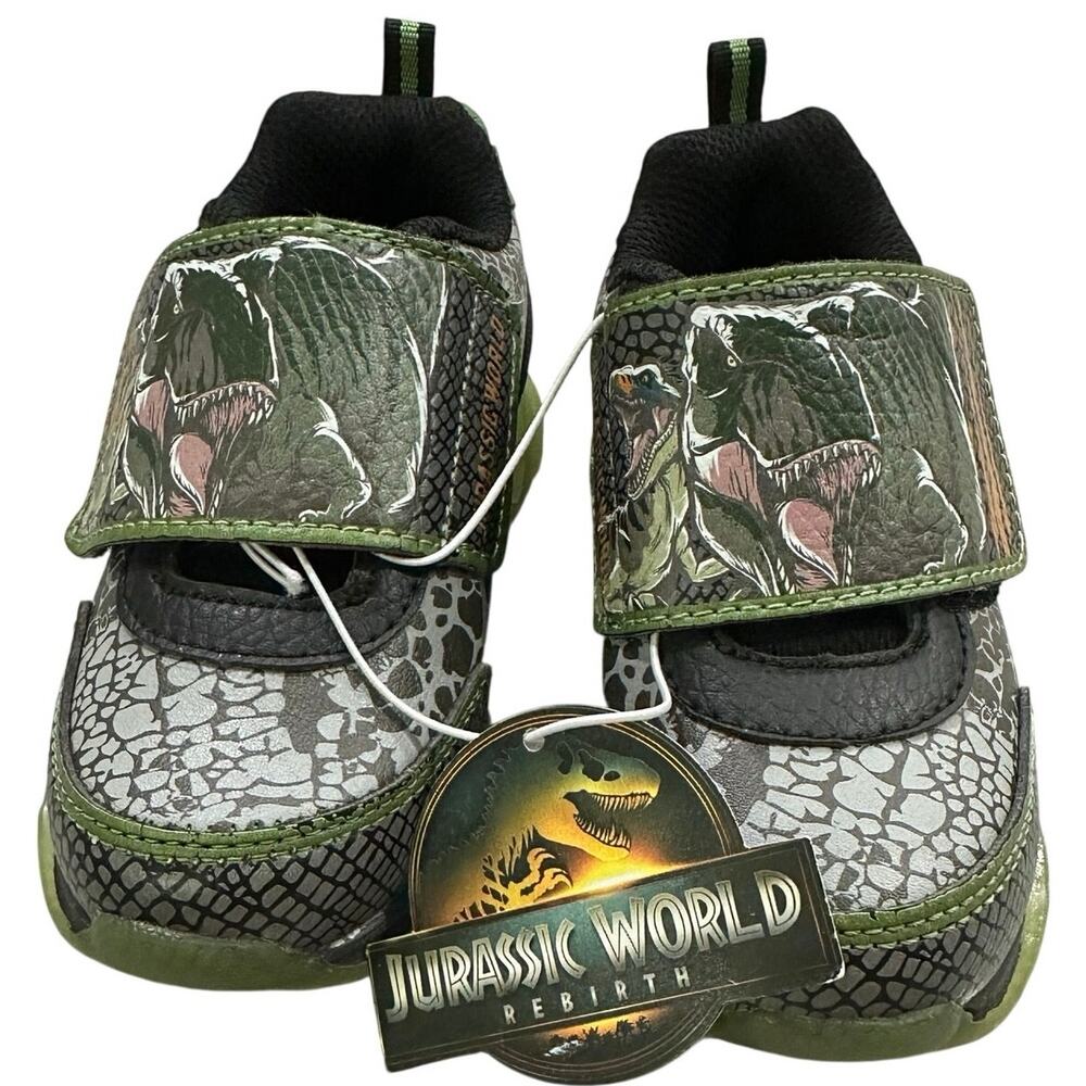 Boys Size 8-Light Up Jurassic World Dinosaur Velcro Strap Shoes